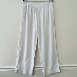 Old Navy Wide Leg Linen Blend High Rise Pants Sz L Beachy Coastal Boho Lagenlook